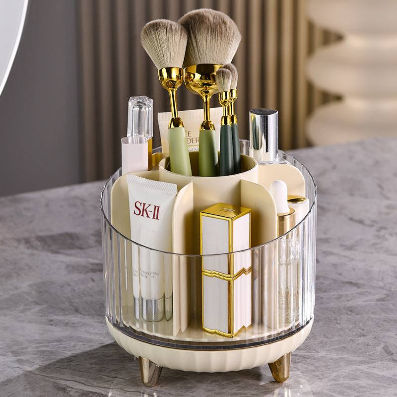 Rotary makeup brush storage container