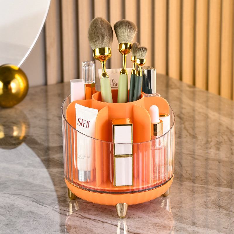 Rotary makeup brush storage container