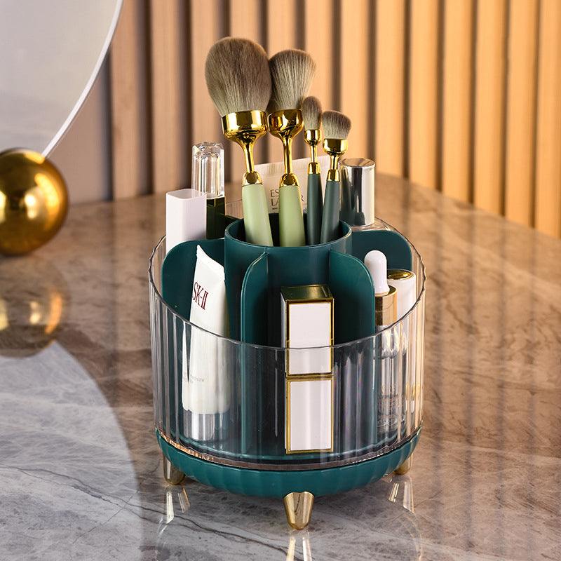Rotary makeup brush storage container