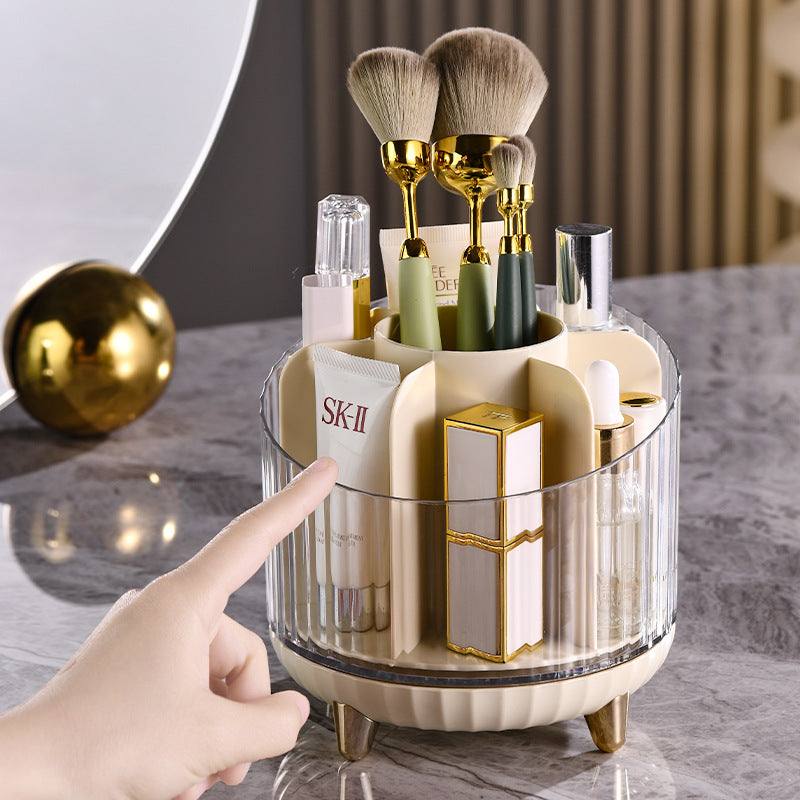 Rotary makeup brush storage container
