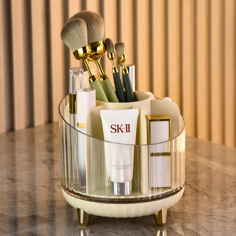 Rotary makeup brush storage container